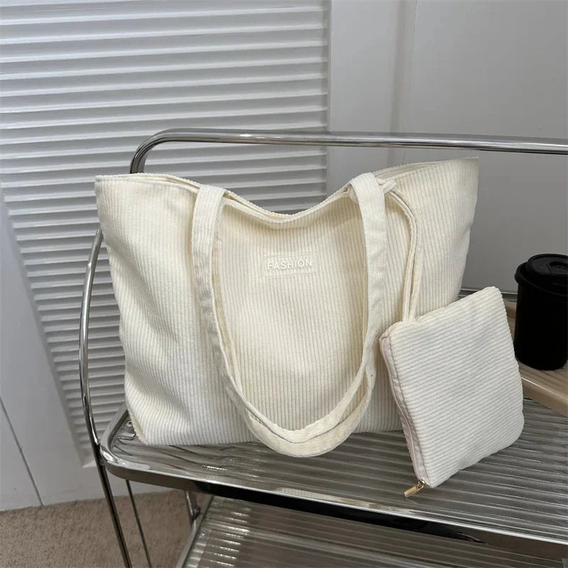 Bolso de mano moderno de gran capacidad, sencillo, estilo coreano, de un solo hombro, para uso diario, con bolsillo para teléfono, poliéster, talla L