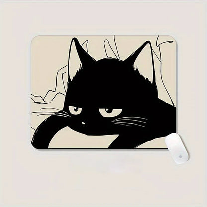 Alfombrilla de ratón con diseño de gato negro, pequeña, para oficina, escritorio de ordenador, teclado, alfombrilla grande para ratón, cojín para portátil, alfombrilla antideslizante para escritorio, decoración del hogar