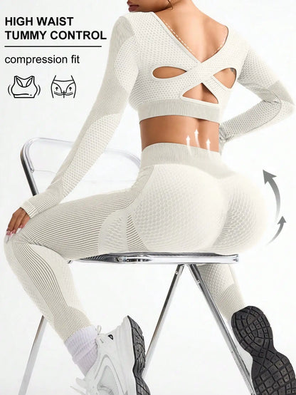 2 piezas, superventas, nuevo, deportivo, ajustado, para correr, transpirable, sin costuras, traje de yoga para mujer, traje de fitness al aire libre para mujer.