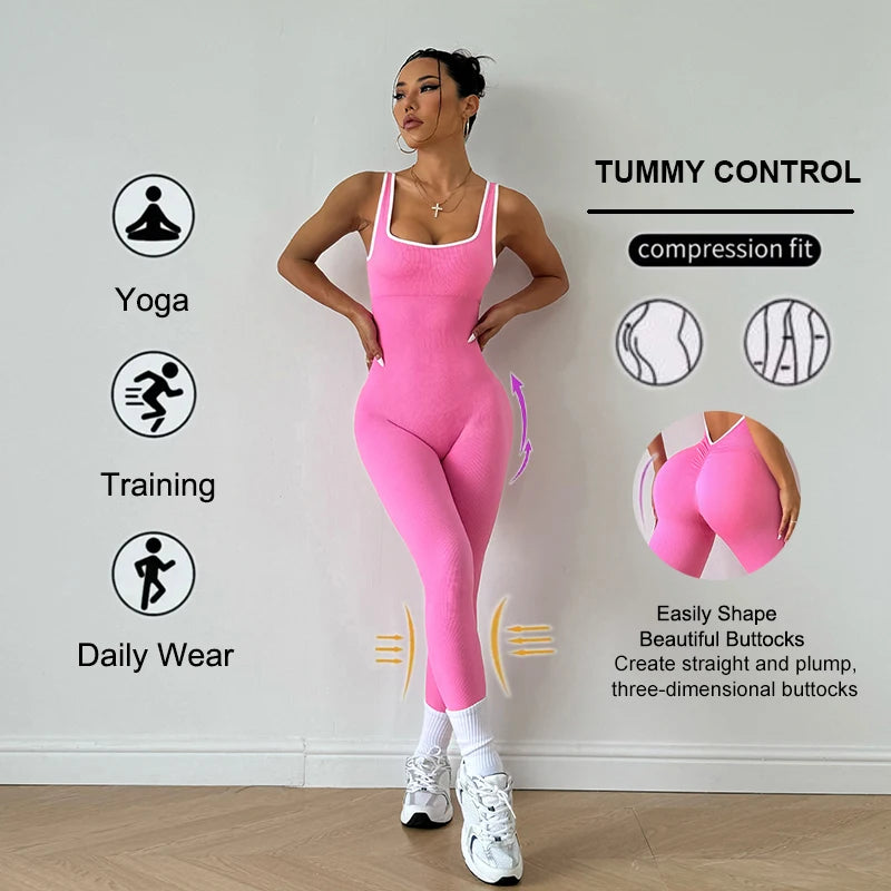 Monos deportivos de yoga para mujer, color rosa, transpirables, de secado rápido, para gimnasio, push up y entrenamiento.