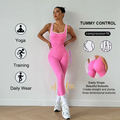 Monos deportivos de yoga para mujer, color rosa, transpirables, de secado rápido, para gimnasio, push up y entrenamiento.