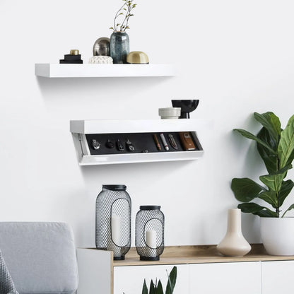 Estantería de almacenamiento con compartimento, estantería flotante oculta, solución de almacenamiento de pared, decoración moderna para el hogar, para sala de estar