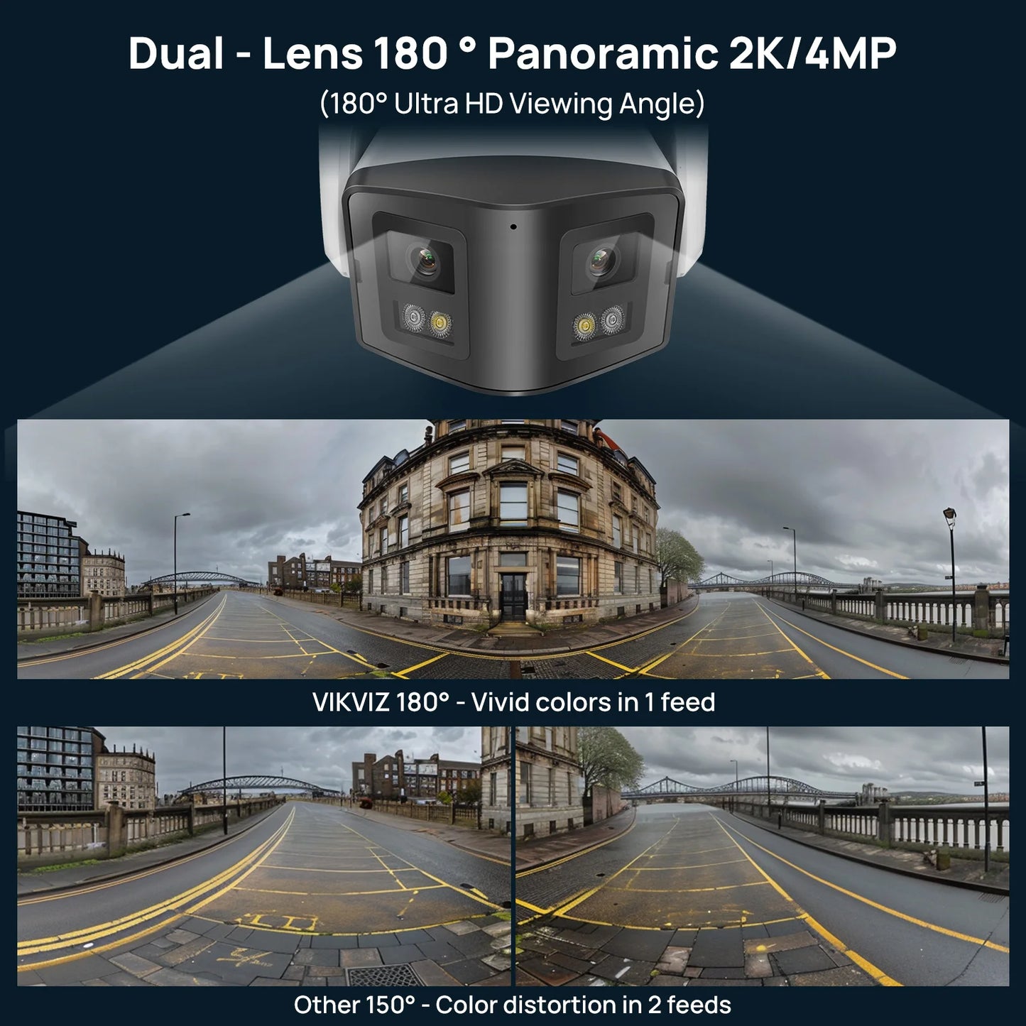 Cámara IP panorámica 4K de 8 MP y 180° compatible con Hikvision, con infrarrojos y ColorVu, audio bidireccional, detección de presencia humana, ranura para tarjeta SD, Plug &amp; Play, NVR HIK.