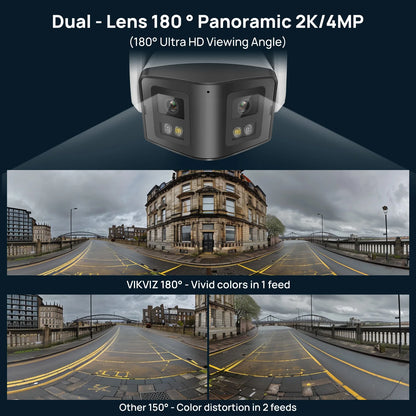 Cámara IP panorámica 4K de 8 MP y 180° compatible con Hikvision, con infrarrojos y ColorVu, audio bidireccional, detección de presencia humana, ranura para tarjeta SD, Plug &amp; Play, NVR HIK.