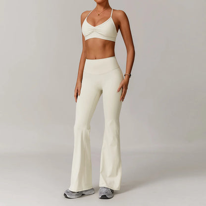 Women's Tracksuit 2PCS Yoga Sets Sportswear Workout Fitness Long Sleeved Sports Bra High Waist Leggings Gym Clothing Sports Suit