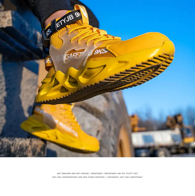 Zapatos de seguridad con puntera de acero para hombre y mujer, botas de trabajo ligeras, transpirables y cómodas, zapatillas de seguridad para la construcción industrial, botas para hombre.