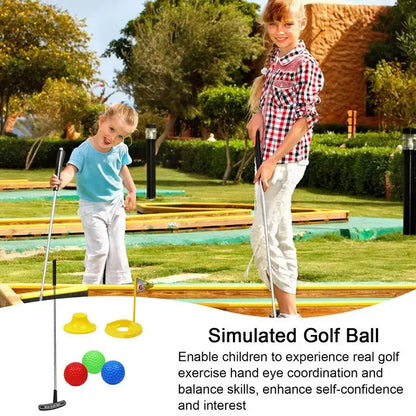 Juguetes de golf portátiles para exteriores, juego de ejercicio en interiores con pelotas y palos de golf de entrenamiento. Juego de juguetes de golf.