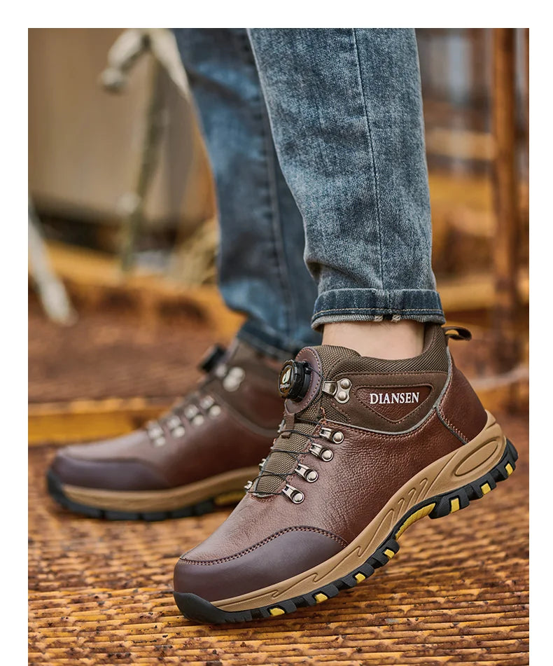 Zapatos de seguridad para hombre con botón giratorio, puntera de acero, zapatillas de trabajo indestructibles, botas de trabajo a prueba de perforaciones, calzado para hombre.
