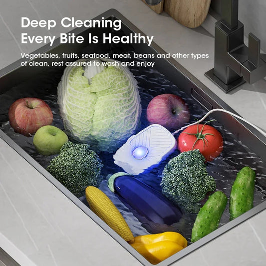 Máquina de limpieza ultrasónica de frutas y verduras, miniherramienta de limpieza, máquina de limpieza de alta frecuencia para frutas y verduras de cocina.