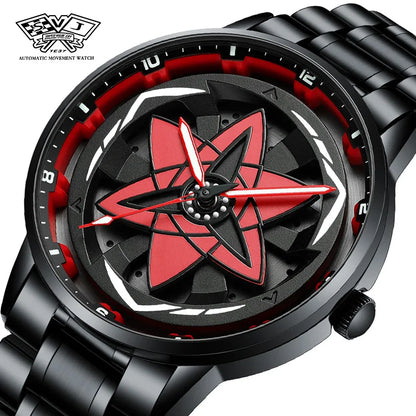 Reloj de cuarzo con esfera giratoria caleidoscopio Sharingan, esfera de anime japonés 3D, reloj de marca superior de lujo, resistente al agua, reloj de moda para hombre.