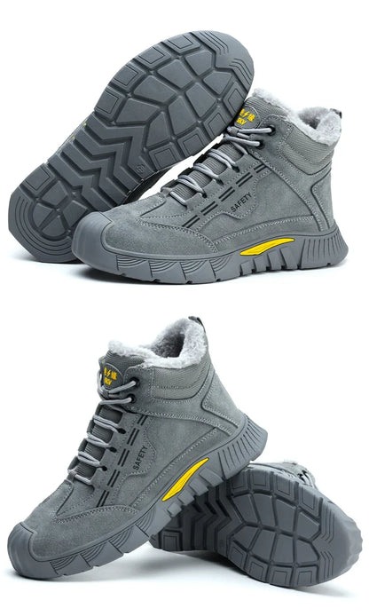 Calzado de seguridad para hombre, zapatos de trabajo con puntera de acero, color gris, anti-aplastamiento, anti-perforación, alta calidad, tallas 38-45, bota de trabajo indestructible para hombre.