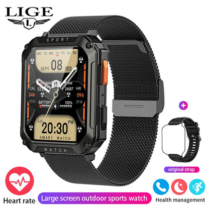 FOXBOX 2025 Reloj inteligente militar para exteriores para hombre, con Bluetooth, llamadas, deportivo, resistente al agua, asistente de voz, reloj de fitness para hombre, nuevo