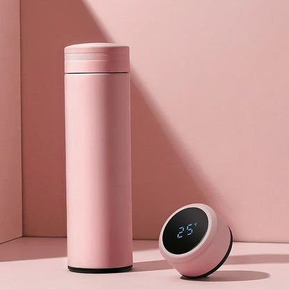 Termo de acero inoxidable dividido de 500 ml con pantalla de temperatura, aislado al vacío, ideal para exteriores, regalo para el Día del Padre.