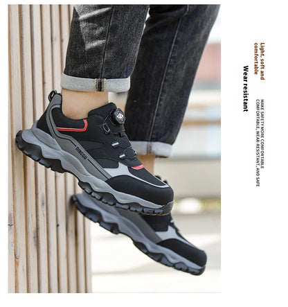 Zapatos de seguridad tipo zapatillas ligeras y transpirables con puntera de acero, diseño antiperforación, amortiguación de impactos y protección antiaplastamiento, calzado de trabajo para hombre.