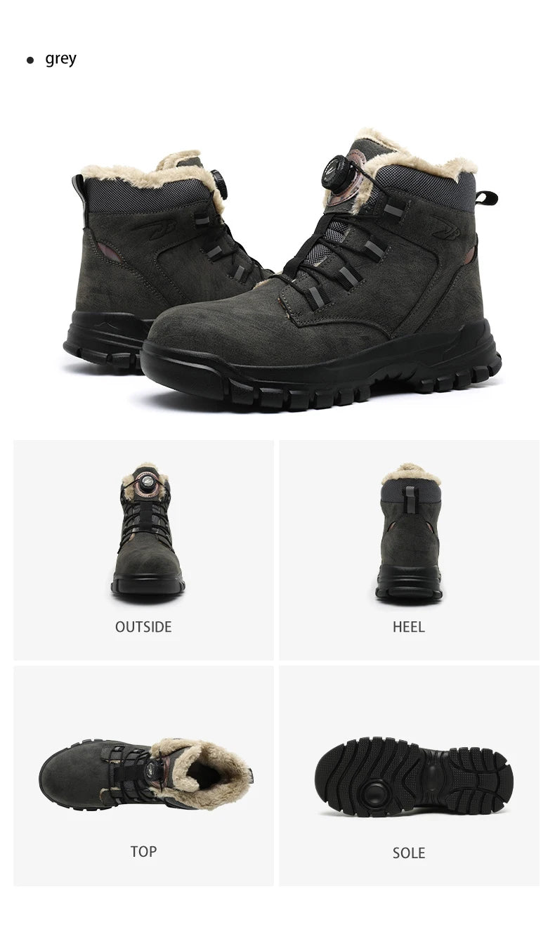Botas de trabajo de seguridad de invierno para hombre y mujer, tallas 47 y 48, impermeables, ligeras, con puntera de acero, calzado de seguridad protector para hombre.