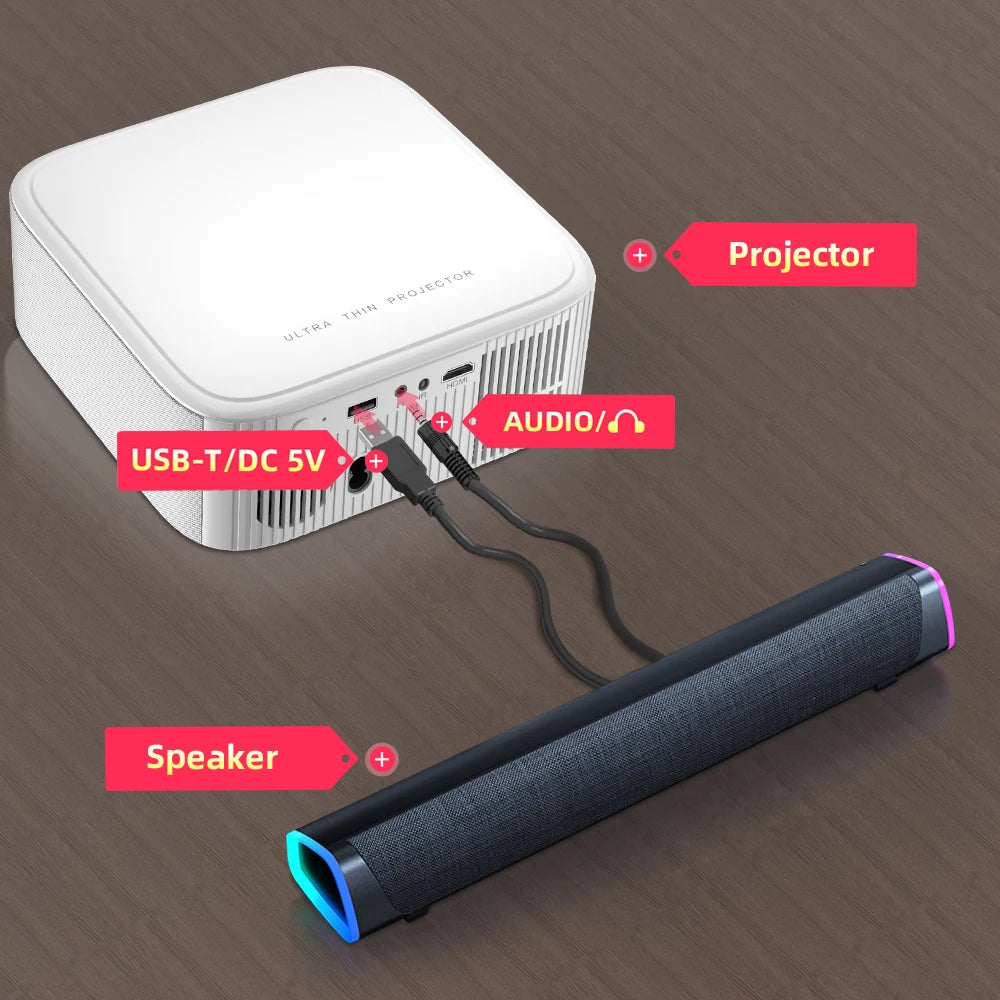 Altavoz Bluetooth inalámbrico, barra de sonido estéreo 4D, altavoces envolventes para el hogar, para portátil, proyector, reproductor de música de PC, entrada auxiliar de 3,5 mm, cable USB.