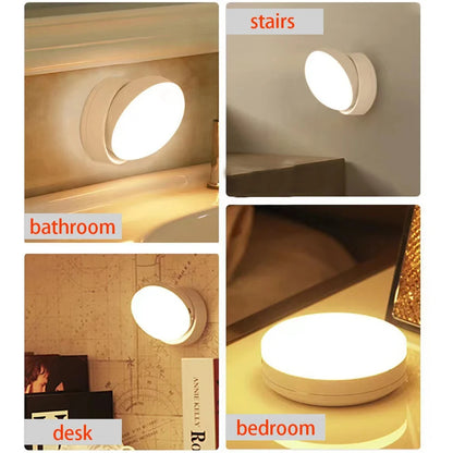 Luz nocturna LED con carga USB, sensor de movimiento inteligente para mesita de noche, armario, iluminación del hogar, lámpara LED