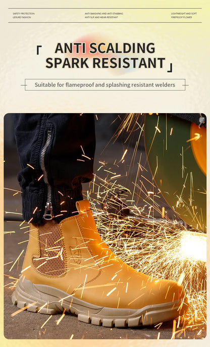Botas de seguridad de caña alta para hombre, zapatos de seguridad impermeables con punta de acero, zapatos de soldador para construcción, zapatos de trabajo protectores, talla 47 48