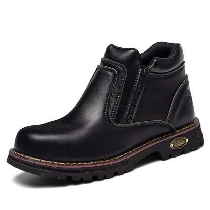 Zapatos de trabajo para hombre 2025, zapatos de seguridad impermeables, botas de cuero anti chispas, zapatos de soldador anti perforaciones y antideslizantes.