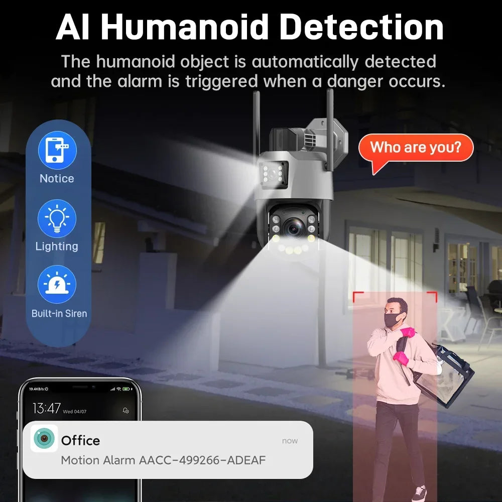 Cámara PTZ de 8 MP con zoom 50x, Wi-Fi, doble lente, 4K, zoom 20x, cámara de vigilancia exterior, visión infrarroja de largo alcance (120 m), compatible con ONVIF.