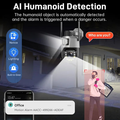 Cámara PTZ de 8 MP con zoom 50x, Wi-Fi, doble lente, 4K, zoom 20x, cámara de vigilancia exterior, visión infrarroja de largo alcance (120 m), compatible con ONVIF.