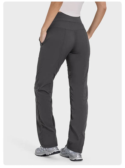 Pantalones deportivos de mujer de secado rápido, ligeros, transpirables, para correr, fitness, cintura alta, holgados, de pierna ancha, casuales, para yoga, otoño 2024.
