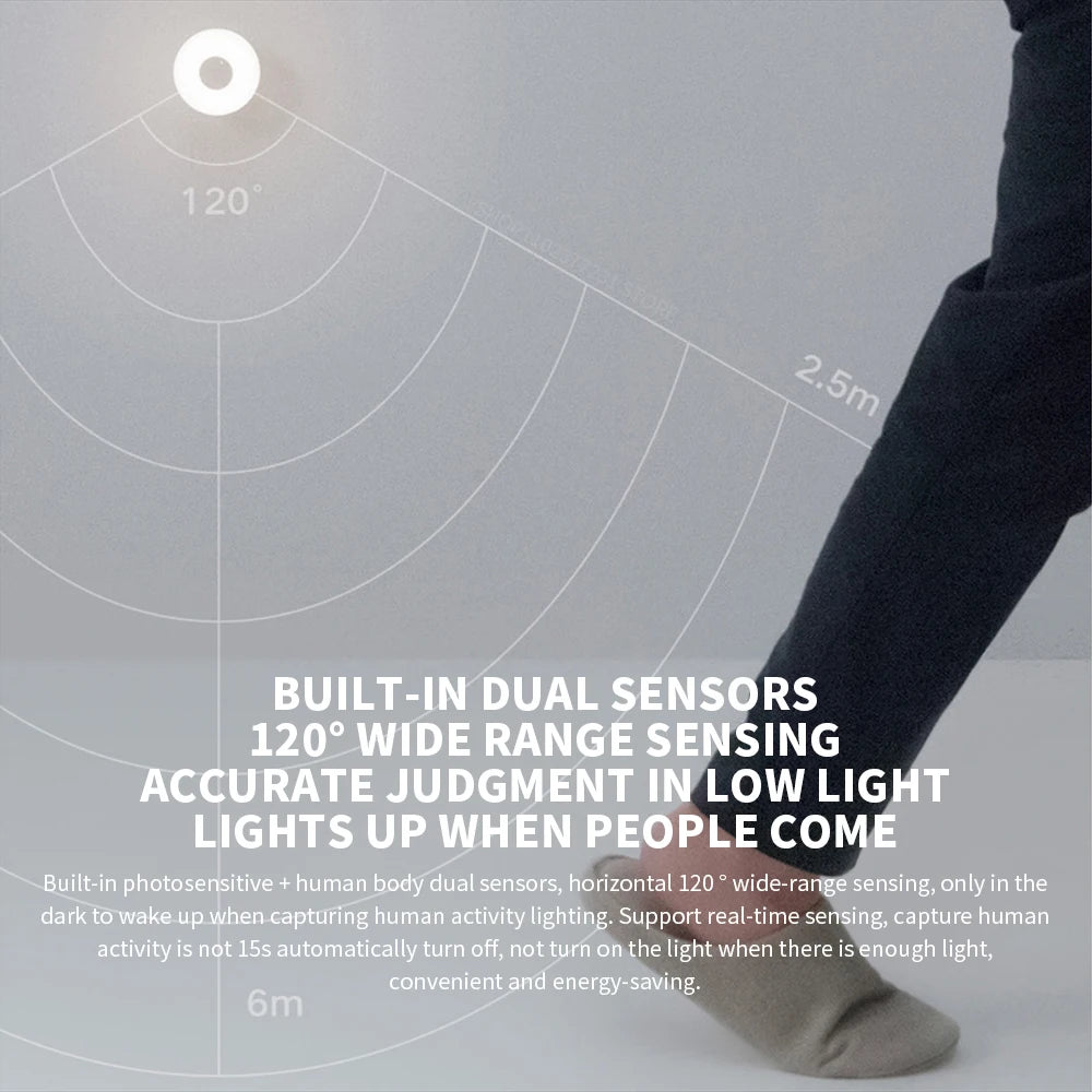 Luz nocturna LED por inducción Xiaomi Mijia, 2 lámparas, brillo ajustable, sensor infrarrojo inteligente de presencia humana con base magnética