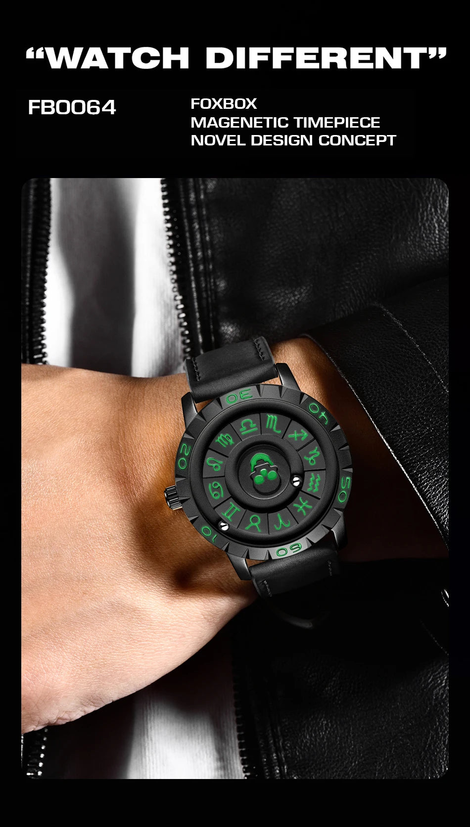 Nuevo reloj de lujo para hombre de la marca original FOXBOX, a la moda, con calavera, puntero deslizante, fuerza magnética, impermeable, de cuarzo.