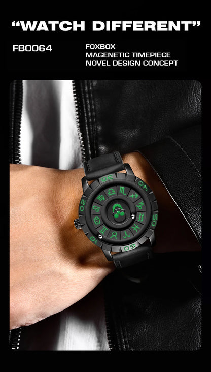 Nuevo reloj de lujo para hombre de la marca original FOXBOX, a la moda, con calavera, puntero deslizante, fuerza magnética, impermeable, de cuarzo.