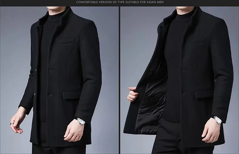 Gabardina de lana sintética para hombre, tallas M-4XL, corte ajustado, estilo urbano informal, ideal para otoño.