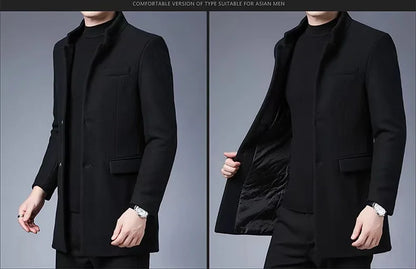 Gabardina de lana sintética para hombre, tallas M-4XL, corte ajustado, estilo urbano informal, ideal para otoño.