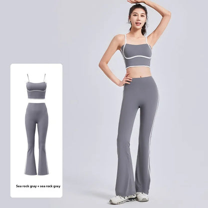 Nuevo traje deportivo para mujer, con efecto push-up, chaleco con tirantes ajustables, cintura alta, micropantalón y traje de yoga de alta elasticidad.