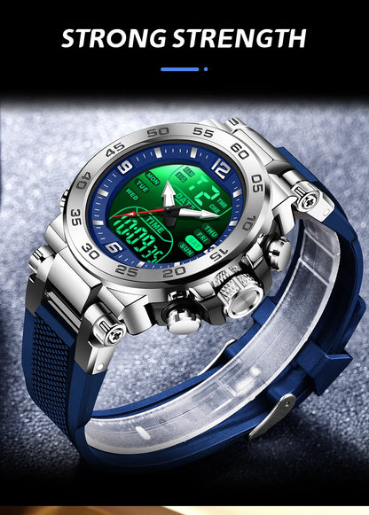 Relojes FOXBOX para hombre, marca superior, reloj de pulsera analógico digital de cuarzo de lujo para hombre, reloj luminoso con pantalla de doble horario resistente al agua para hombre