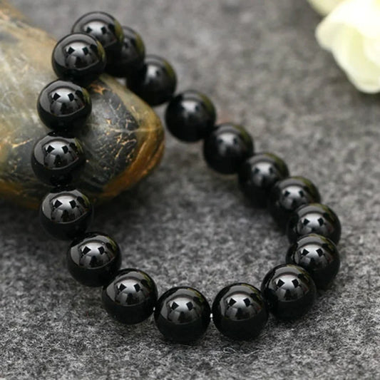 Pulsera de turmalina negra natural, pulsera de cuentas de piedra, pulsera energética de gemas para hombres, pulsera energética de yoga, hecha a mano, regalo para mujeres
