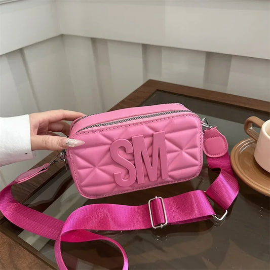 Bolso bandolera de un solo hombro con estampado de letras, de alta calidad, moderno, cuadrado, pequeño, versátil, de poliéster, talla L, para cámara, primavera 2025