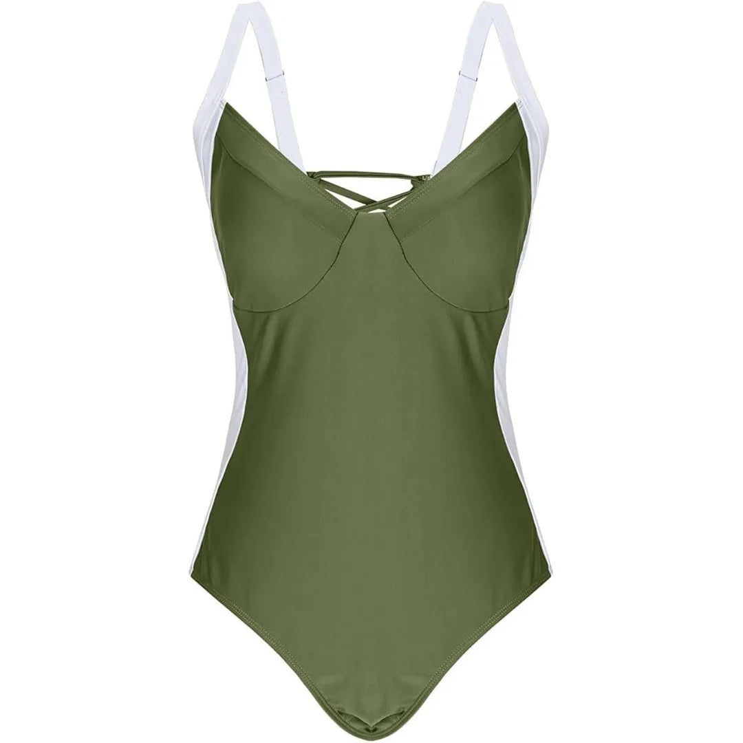 Traje de baño de una pieza con cordones y empalme de 7 colores, tallas S a XL, para mujer, corte de pierna alta, sin espalda, K6952