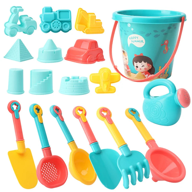 Juguetes de playa para niños, juegos de verano al aire libre, juego de arena, cubo de plástico, regadera, palas, juego de agua para playa, juguetes, herramientas, regalos