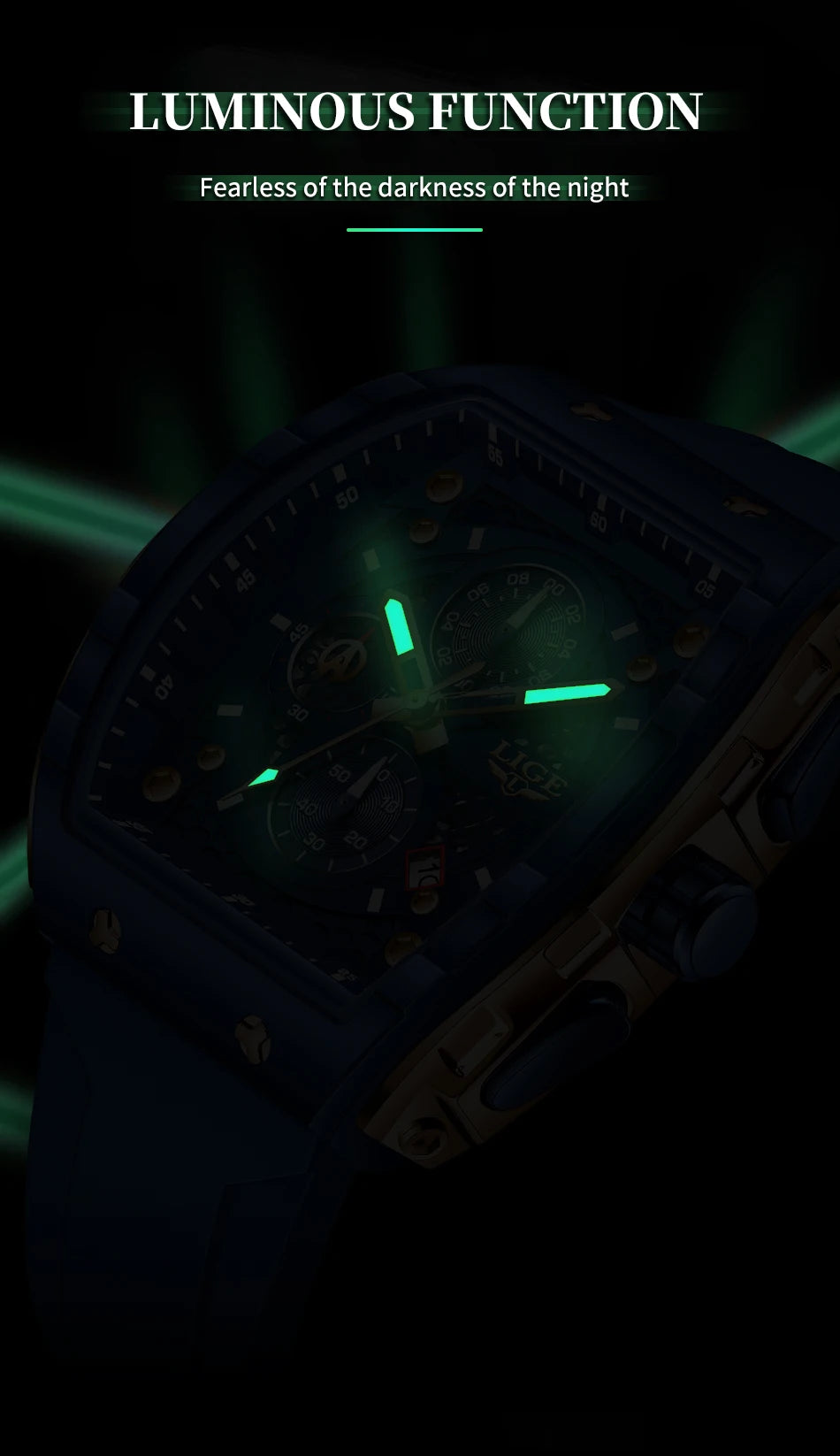Relojes LIGE de primera marca para hombre, reloj de pulsera de cuarzo cuadrado de lujo, reloj cronógrafo luminoso resistente al agua para hombre, reloj con fecha