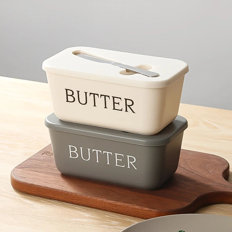 Caja contenedora de mantequilla con cuchillo, caja de almacenamiento sellada simple para restaurante, caja de queso con cuchillo, rebanador de mantequilla, plato de mantequilla, vajilla