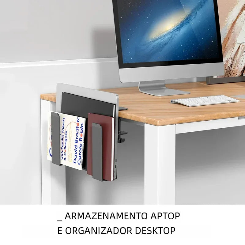 Mesa auxiliar con soporte para portátil, organizador de escritorio para iPad y tablet, ideal para oficina y hogar.
