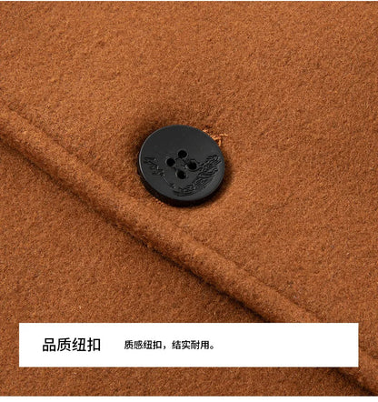 Autumn Winter Men's Wool Trench Coat Fashion Hooded Warm Long Woollen Coats Business Casual Turn Down Collar Woolen Blend Men