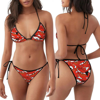 Conjunto de bikini personalizado de Rayo McQueen, traje de baño de dos piezas, bikinis de coches para mujer, conjuntos de bikini triangulares sexys para mujer, traje de baño