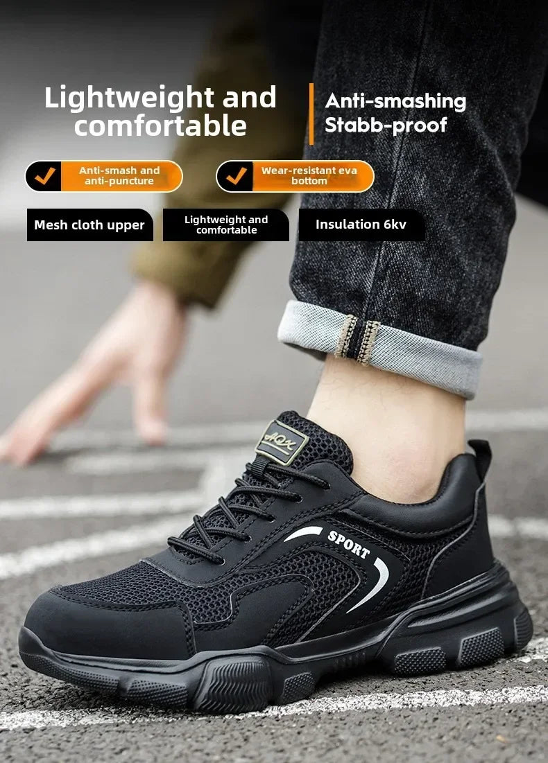 Zapatos de trabajo de seguridad transpirables para hombre – Zapatillas de verano a prueba de pinchazos con puntera de composite y protección aislante