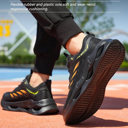 Zapatos de seguridad para hombre, zapatos de trabajo para hombre, zapatos transpirables, antideslizantes, con puntera de acero y antiperforación, zapatos de moda para hombre, zapatos deportivos para hombre.