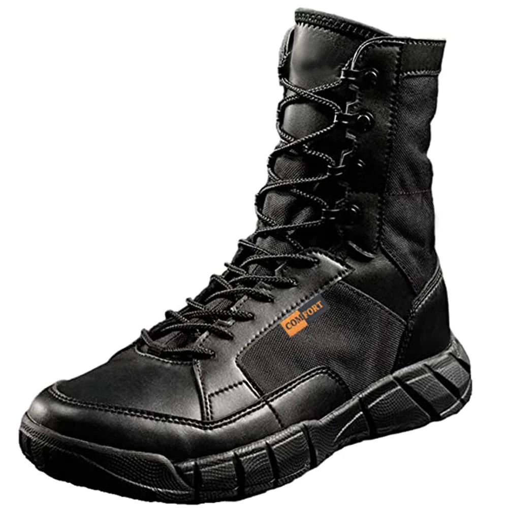 Botas tácticas ligeras para hombre, botas de combate, entrenamiento, con cordones, impermeables, para actividades al aire libre, senderismo y transpirables.