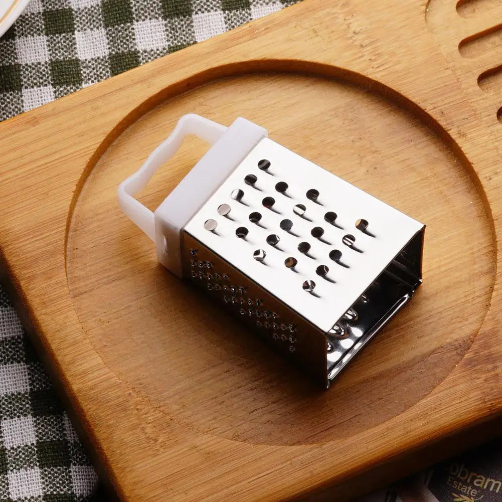 Mini rallador de cuatro lados de acero inoxidable, cortador multiusos de verduras con cuchillas de 4 lados, caja para el hogar, contenedor rallador