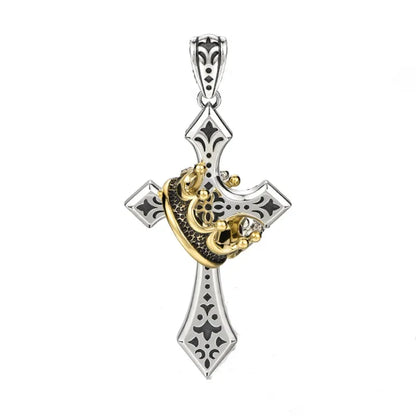 Collar con colgante de cruz y corona punk para hombre, estilo retro hip hop, de cobre, para parejas, cadena de suéter, accesorios de joyería, regalo festivo.