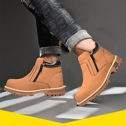 Zapatos de trabajo para hombre 2025, zapatos de seguridad impermeables, botas de cuero anti chispas, zapatos de soldador anti perforaciones y antideslizantes.