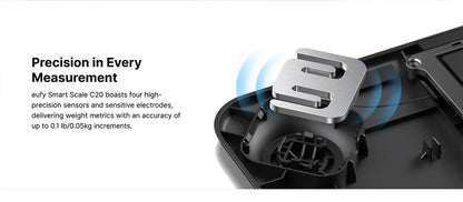 Báscula digital inteligente eufy C20 para baño, con pantalla TFT más grande y visualización todo en uno para uso sin conexión.