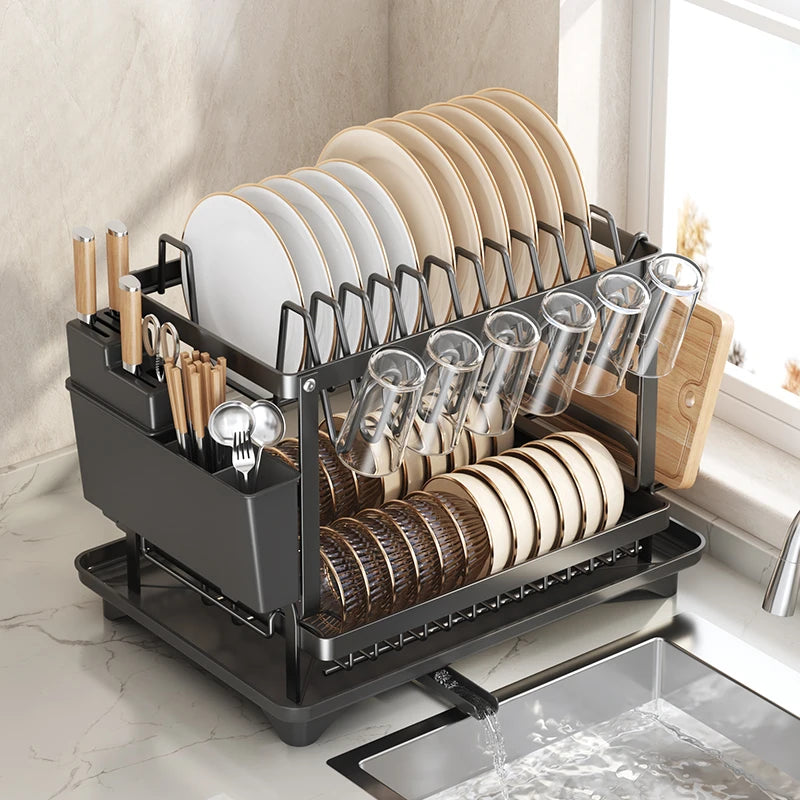 Estante de almacenamiento de cocina de acero inoxidable, caja de almacenamiento de cuencos y platos, escurridor, estante de almacenamiento doméstico multifuncional para cuencos, pl